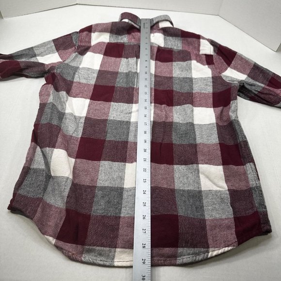 Hollister Men's Size Medium Shirt Button Up Long Sleeve Plaid Red Gray Preowned - Picture 13 of 14